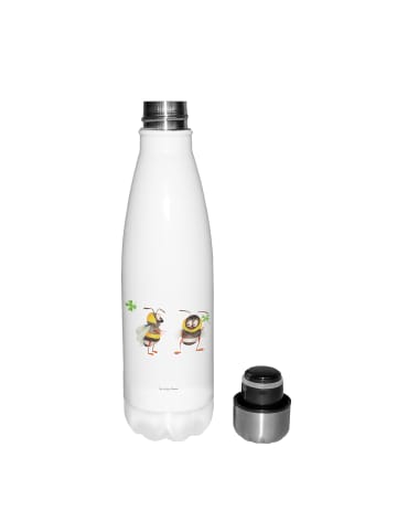 Mr. & Mrs. Panda Thermosflasche Hummeln Kleeblatt ohne Spruch in Weiß