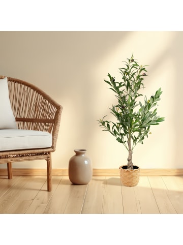 relaxdays Olivenbaum künstlich in Grün/ Braun - 90 cm