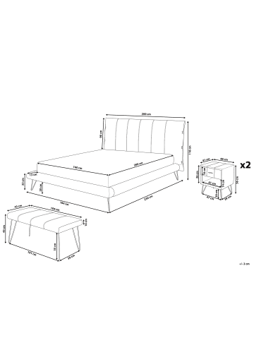 Beliani 4-tlg Schlafzimmer Set BETIN in Beige