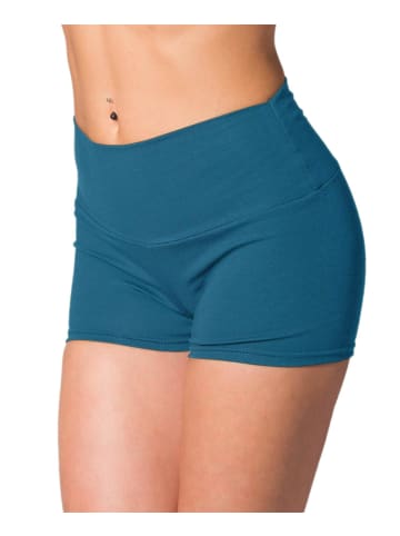 Alkato Alkato Damen Sport Shorts mit Hohem Bund in petrol