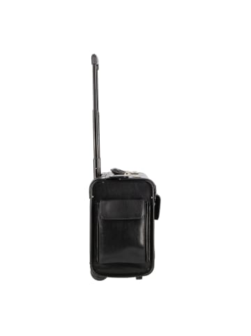 Dermata 2 Rollen Pilotentrolley Leder 39 cm Laptopfach schwarz