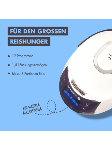 Reishunger Digitaler Reiskocher, 860W, 1,5l