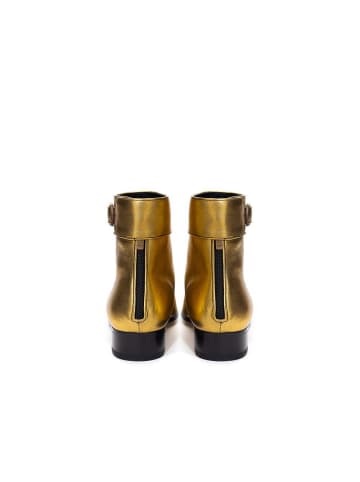 Saint Laurent Gold Leder Knöchel Stiefel