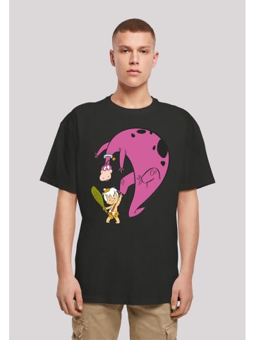 F4NT4STIC Heavy Oversize T-Shirt Familie Feuerstein Bamm Bamm And Dino in schwarz