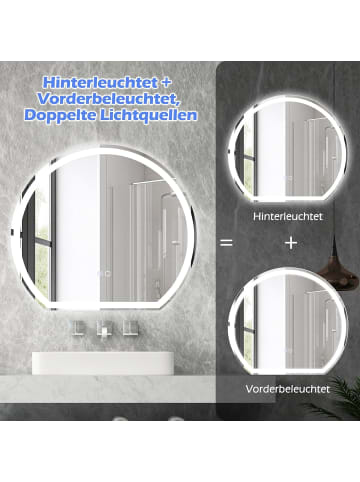 COSTWAY LED Badspiegel mit Beleuchtung in Silber