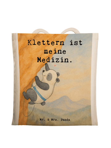 Mr. & Mrs. Panda Umhängetasche Panda Klettern Design mit Spruch in Weiß