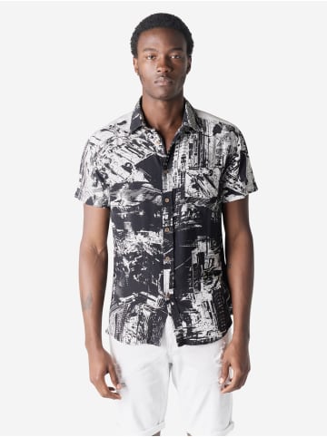 KOROSHI Herren kurzarmhemd viskose in weiß