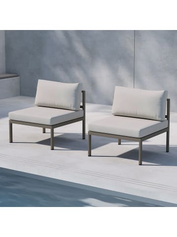 home24 home24 Loungesessel - Braun / Beige - Aluminium - 70 x 65 x 74 cm in Braun / Beige