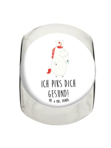 Mr. & Mrs. Panda Bonbonglas Einhorn Krankenschwester mit Spruch in Weiß