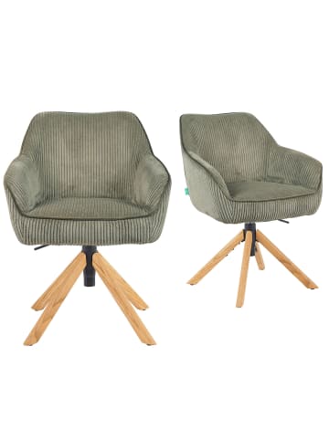 DUBI Möbel 2er-Set: Bürostuhl Mika-Olea in Grün - (B)60 x (H)83 x  (T)61 cm