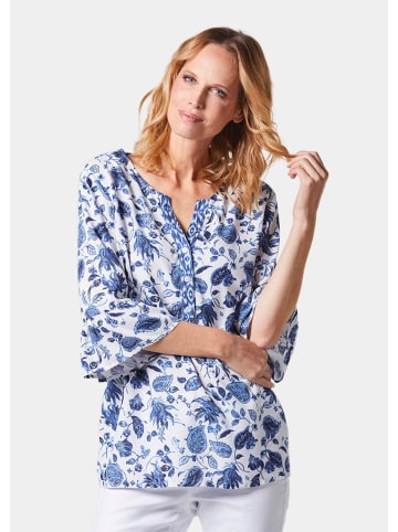 GOLDNER Kurzgröße:  Druckbluse in weiß / blau / gemustert