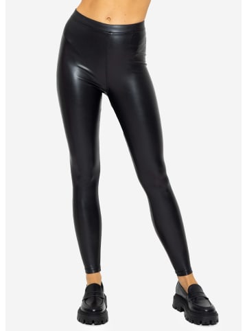 SASSYCLASSY Thermo Leggings in Lederoptik in Schwarz