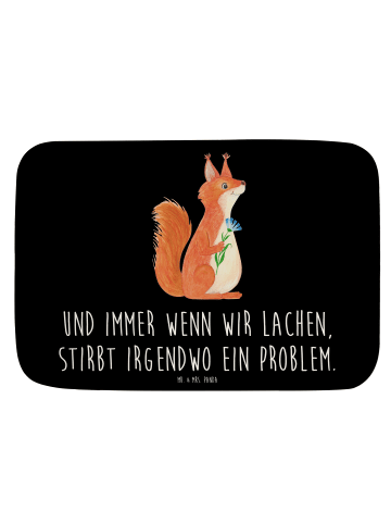 Mr. & Mrs. Panda Badematte Eichhörnchen Blume mit Spruch in Schwarz