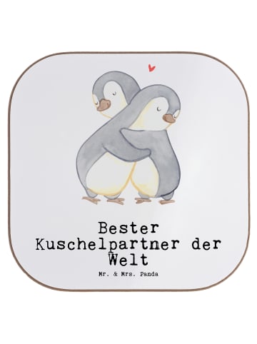 Mr. & Mrs. Panda Holzuntersetzer Pinguin Bester Kuschelpartner d... in Weiß