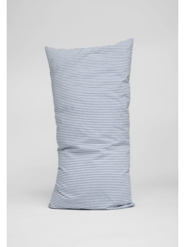 MELA Perkal Kopfkissenbezug Style MAJULI Stripes in blau - naturweiss gestreift