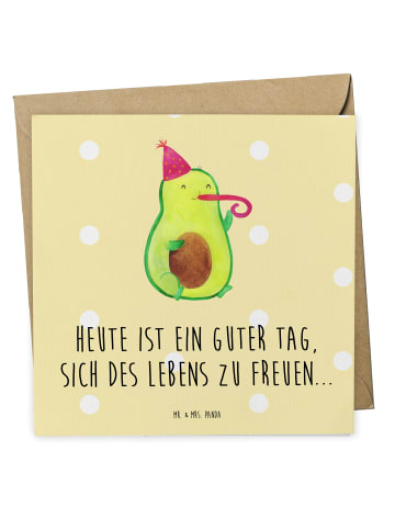 Mr. & Mrs. Panda Grußkarte Avocado Feier mit Spruch in Gelb Pastell