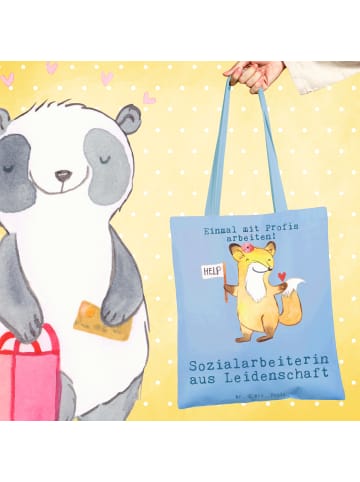 Mr. & Mrs. Panda Tasche Sozialarbeiterin Leidenschaft mit Spruch in Sky Blue