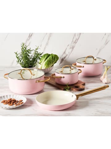 Beliani 7-tlg Kochgeschirr ELITE PRO in Rosa/Gold/Weiß