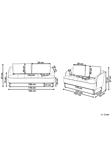 Beliani 2-tlg Sitzgruppe HOBRO in Grau/Schwarz