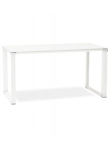 KADIMA DESIGN Gerader Designer Schreibtisch Metall Glas | Minimalistisch in Weiß