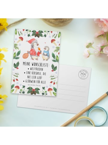Mr. & Mrs. Panda Grußkarte Pinguin Wunschliste mit Spruch in Weiß