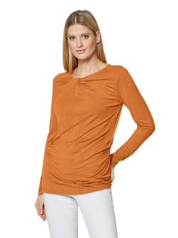 MADELEINE Langarmshirt mit Knoten und Raffungen in wüstenorange