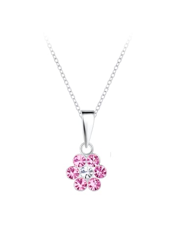 Alexander York Kette mit  Anhänger BLUME Kristall rosa in 925 Sterling Silber, 2-tlg.