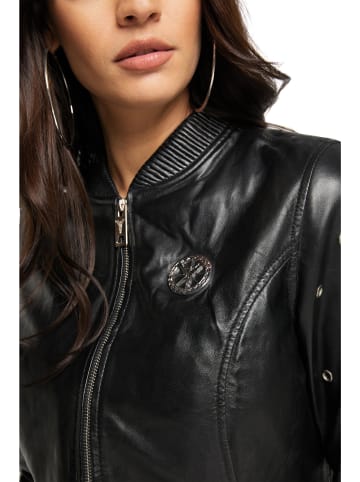 Carlo Colucci Lederjacke Caldera in Schwarz