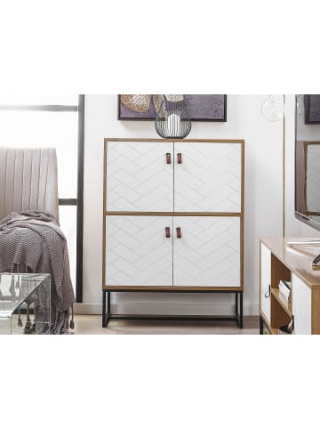 Beliani Sideboard NUEVA in Weiß/Braun/Schwarz - (W) 76 x (H) 100 x (L) 39 cm