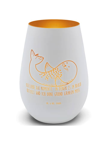 Mr. & Mrs. Panda Kerzenhalter Robbe Liegen mit Spruch in Weiß