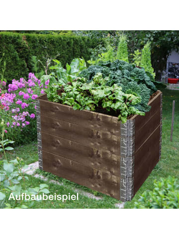 Gartenfreude Pflanzbeet aus Fichtenholz 4er Set erweiterbar in grau