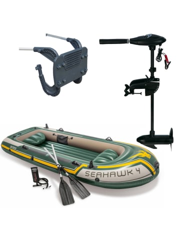 Intex Schlauchboot Seahawk 4 inkl. Motor + Befestigung in grün
