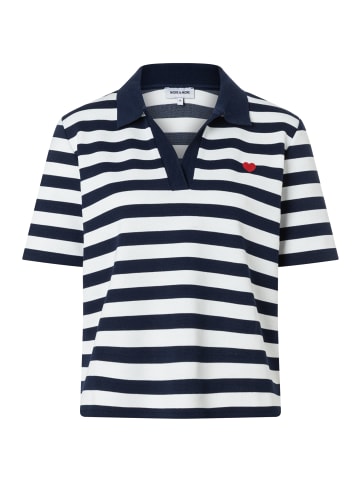 More & More sportives Kurzarmshirt, gestreift in dark blue/offwhite