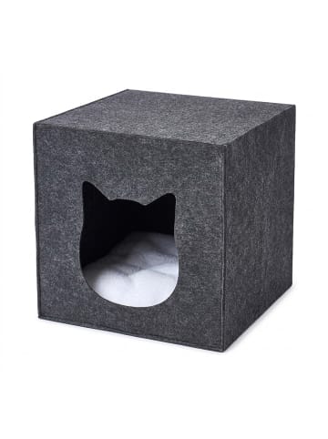 relaxdays Katzenhöhle in Dunkelgrau - (B)33 x (H)33 x (T)37 cm