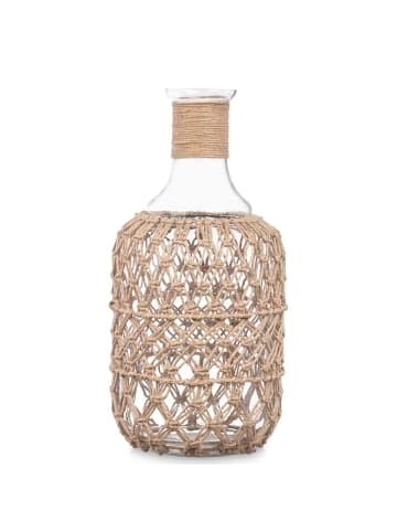 GIFTDECOR Flasche in geflochtener Schnur in Braun, (B) 18 x (H) 38 x (L) 18 cm