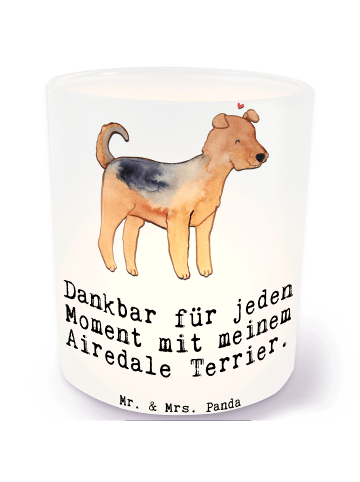 Mr. & Mrs. Panda Windlicht Airedale Terrier Moment mit Spruch in Transparent