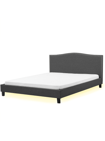 Beliani Doppelbett mit LED MONTPELLIER in Grau - (W) 191 x (H) 122 x (L) 214 cm
