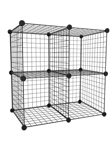 relaxdays Steckregal "4 Würfel" in Schwarz - (B)75 x (H)75 x (T)37 cm