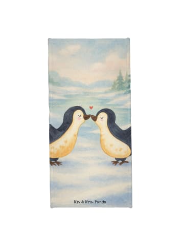 Mr. & Mrs. Panda Strandhandtuch Pinguin Liebe Design ohne Spruch in Grau Pastell