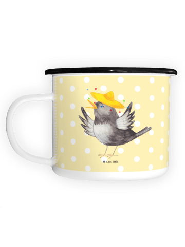 Mr. & Mrs. Panda XL Emaille Tasse Rabe Sombrero ohne Spruch in Gelb Pastell