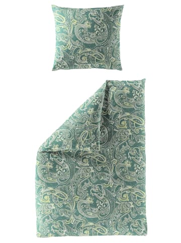 JACK 2 tlg. Mako Satin Bettwäsche Jade Ornament Orient in Grün / Creme