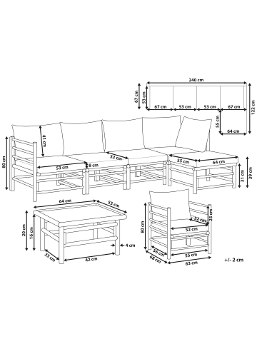 Beliani 7-tlg Sitzgruppe CERRETO in Braun/Beige/Grau