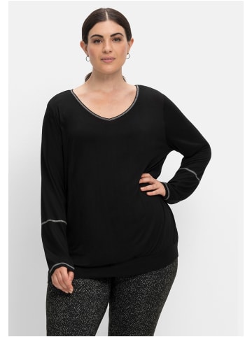 sheego Langarmshirt in schwarz