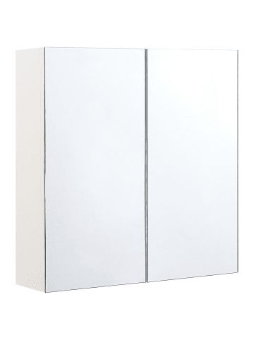 Beliani Bad-Spiegelschrank NAVARRA in Weiß/Silber - (W) 60 x (H) 60 x (L) 14 cm