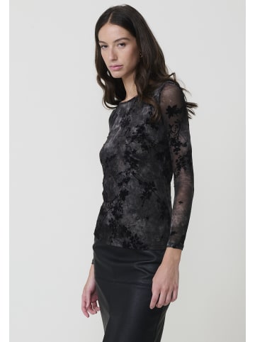 KOROSHI Langarm T-Shirt Damen Tüll in SCHWARZ