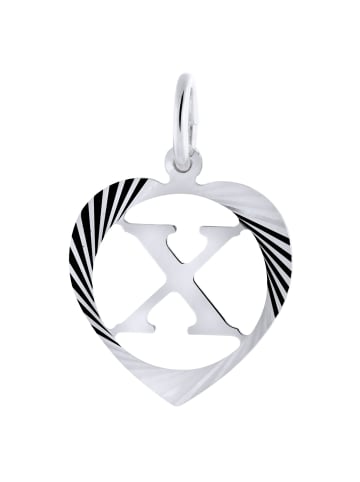 Lucardi 925 Silber Anhänger "Buchstabe X" Herz