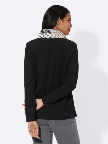 Sieh an! Rollkragen-Shirt in schwarz-ecru-bedruckt