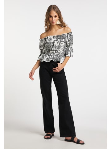 IZIA Damen Carmenbluse in Weiss Schwarz