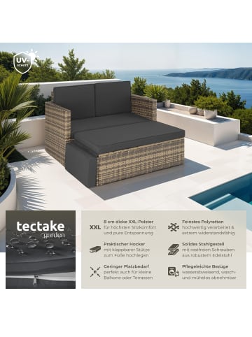 tectake Rattan Lounge, Hocker mit klappbarer Stütze