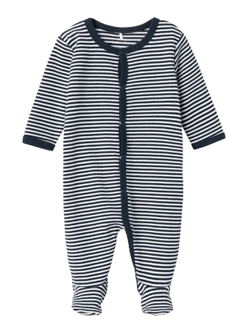 name it Baby Strampler gestreift mit Knöpfen in Blau